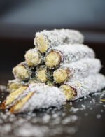 Hindistan cevizi kaplamalı pestil rulo sarma – fındık ve bal dolgulu tatlı