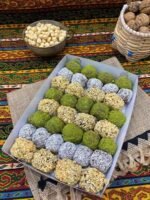 Karışık kaplamalı çoko pestil topları – Antep fıstıklı, Hindistan cevizli ve fındıklı